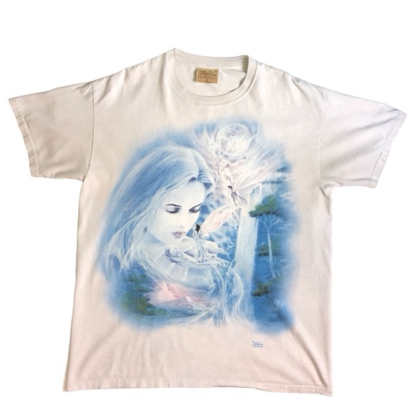 The Mountain Men's Large Beautiful Vivid Fairy Woman Trees And Moon Scene Tee - Picture 1 of 10
